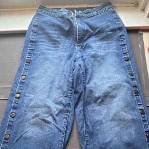 Soho Jeans Women’s Wide-Leg Jeans s 6 Blue Denim side snap button jeans